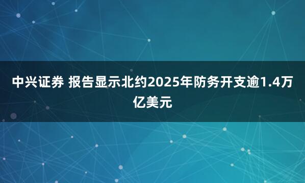 中兴证券 报告显示北约2025年防务开支逾1.4万亿美元